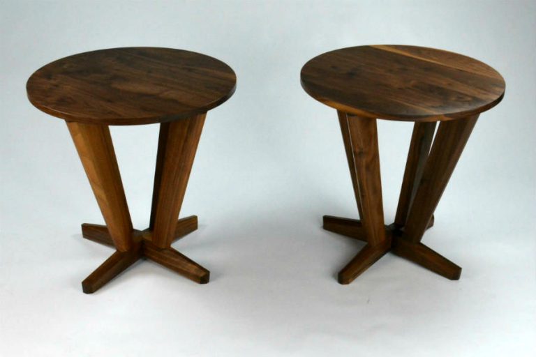Intersection Round Side Table made from Black Walnut to match our round dining table with it’s angles and straight line design. This smaller size is handy in just about any living room, can also be used for bedside tables. Custom made timber furniture. Custom made furniture and furniture maker.