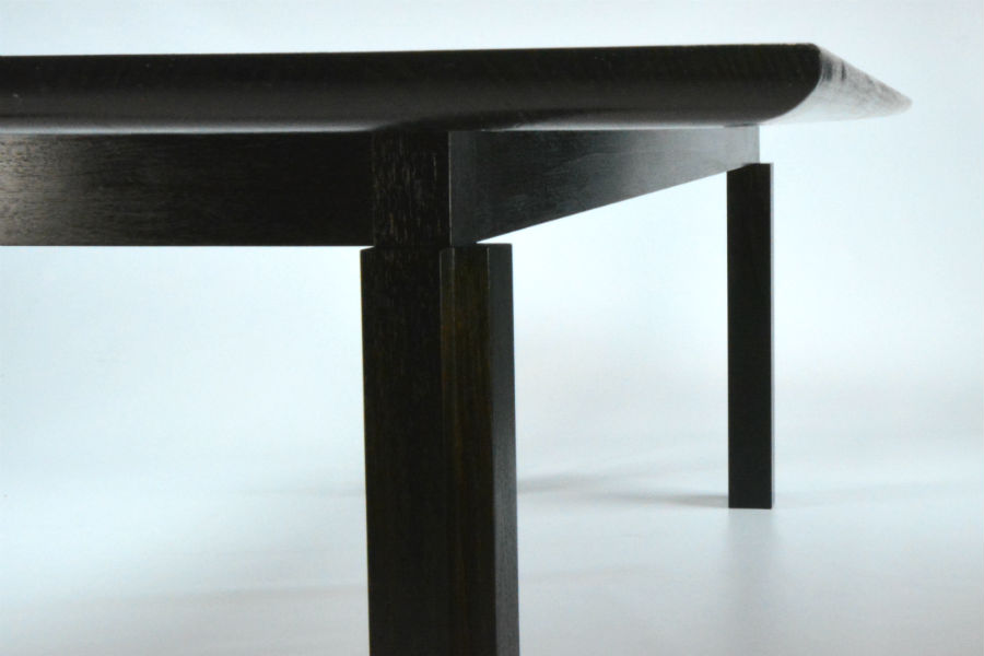 Macintosh Table. Custom made timber furniture. Custom made furniture and furniture maker. Made as a reproduction of the classic Charles Rennie Mackintosh design, stain black with Black Japan on Tassie Oak solid timber. Finished in clear vanish for a hard wearing surface.